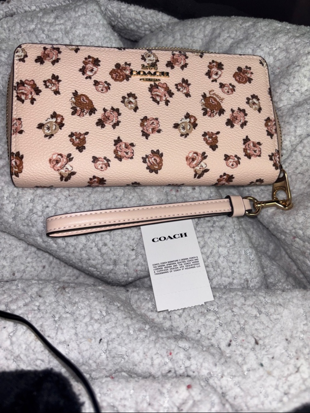 Coach 🆕 Long Zip Around Wallet In Signature Canvas blush Floral Rosette Print